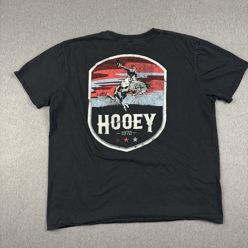 Hooey Graphic T-Shirt Mens Large Western Logo Cowboy Rodeo Black Short Sleeve